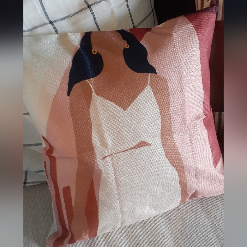 Woman Throw Pillow Cover 18” Beige Outfit